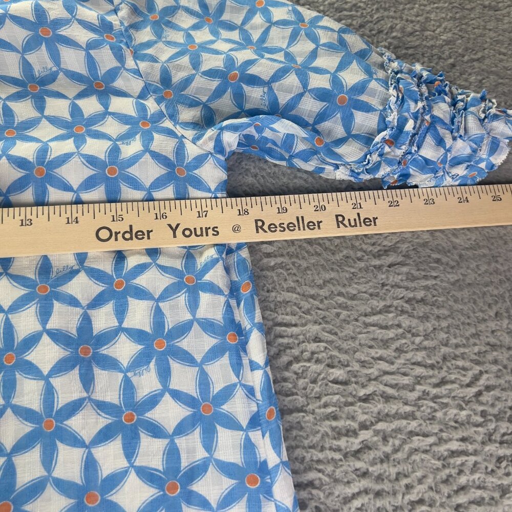 Lilly Pulitzer Dress Womens 8 Blue Floral Dasha Coastal Ruffle Sheath Silk Lined - Picture 6 of 10